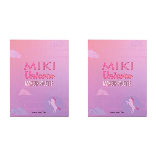 2PK Miki Unicorn Makeup Palette With Eyeshadows, Highlighters, Lip Gloss - 5y+