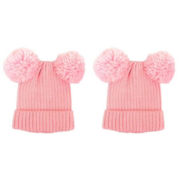 2PK Foote Street Poppy Beanie For Kids - Winter Cap - Soft Pink - 2Y-3Y