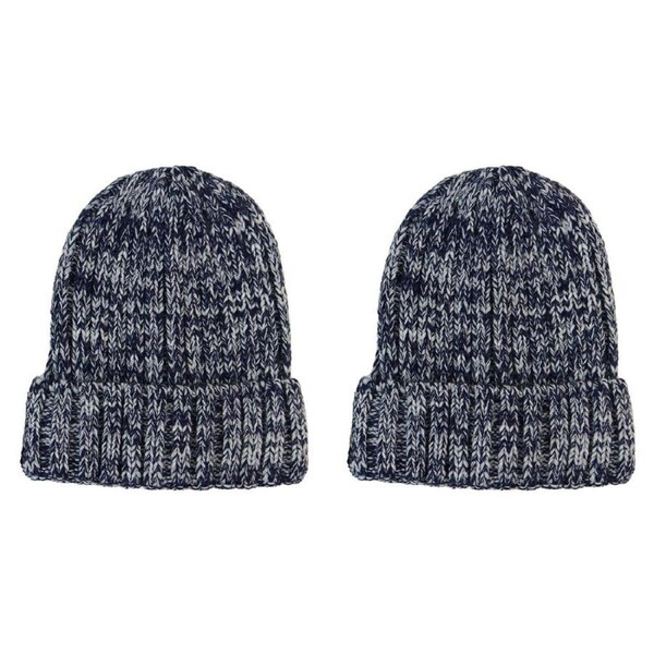 2PK Foote Street Unisex Snuggly Beanie For Kids/Children M/L Navy 7Y-10Y