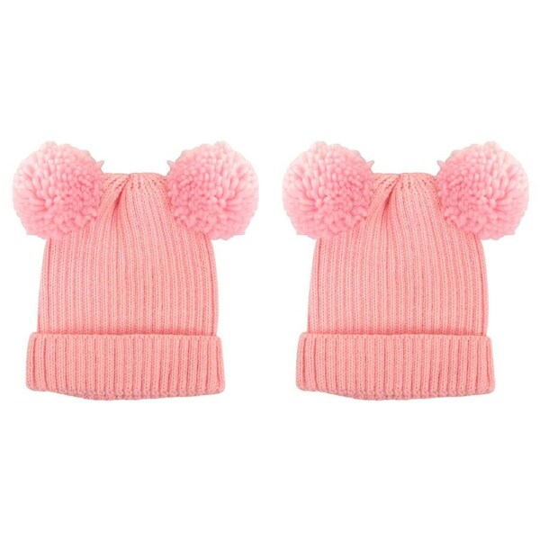 2PK Foote Street Poppy Beanie For Toddlers - Winter Cap - Soft Pink - 8M-2Y
