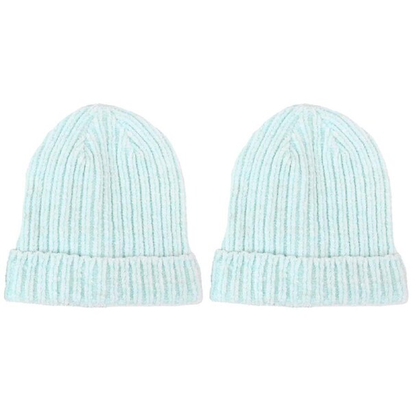 2PK Foote Street Unisex Chenille Beanie For Kids Medium/Large Soft Green 7Y-10Y