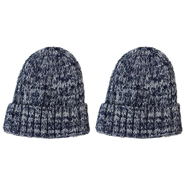 2PK Foote Street Unisex Snuggly Beanie For Kids/Children S/M Navy 3Y-6Y