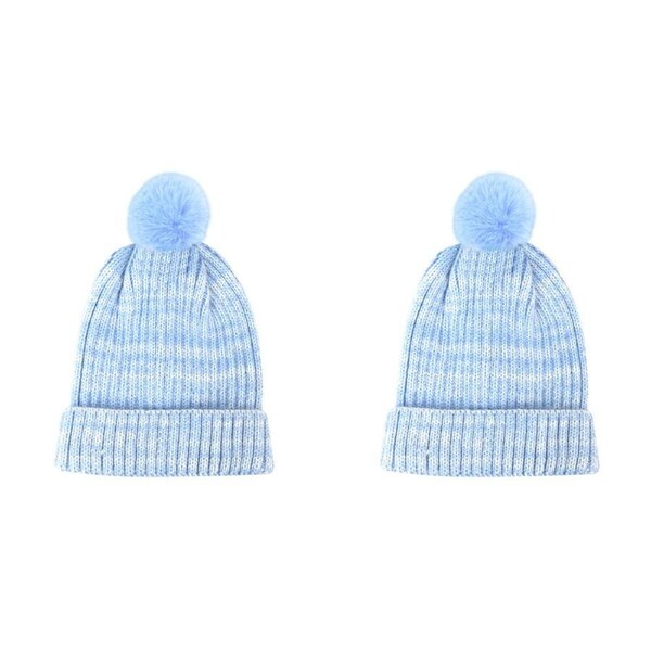 2PK Foote Street Casey Toddler Beanie Soft Acrylic Winter Hat - Blue - 8M-2Y