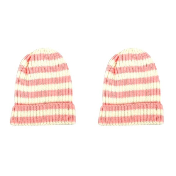 2PK Foote Street Bailey Striped Beanie For Kids Winter Cap - Pink - 2Y-3Y