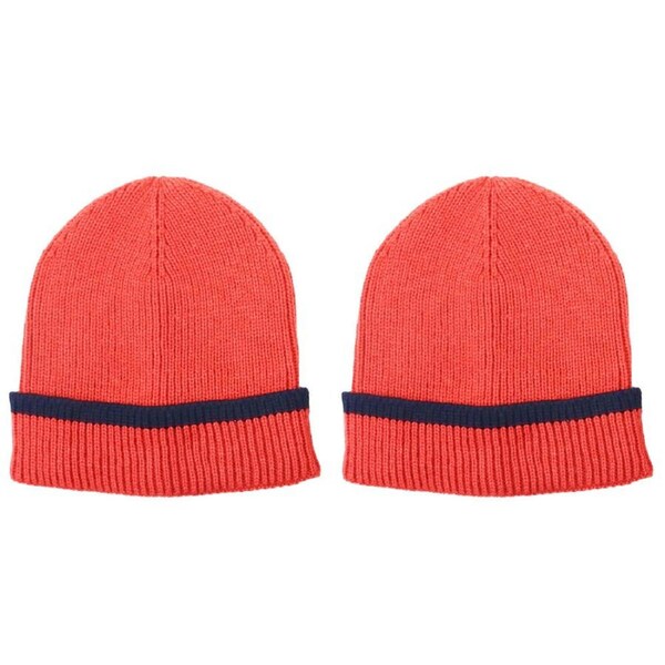 2PK Foote Street Ribbed Beanie For Kids/Children S/M - Brick/Navy - 3Y-6Y
