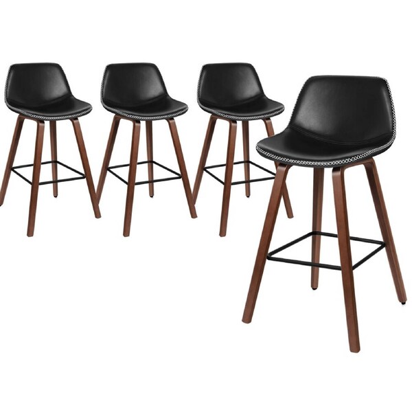 4x ALFORDSON Bar Stools Faux Leather Black