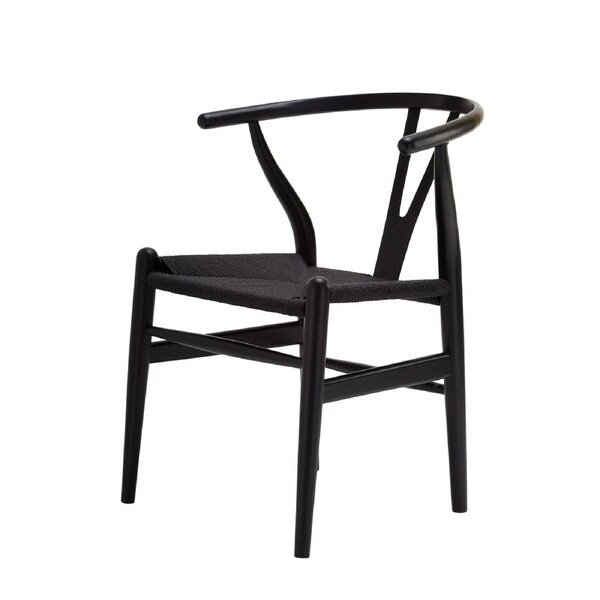 Replica Wishbone Chair - Black with Black Cord Seat