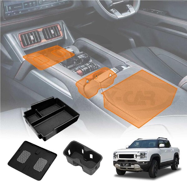 Center Console Organizer Set for BYD Shark 6 2024-Onwards Armrest Storage Box Tray Charging Mat Cup Holder Interior Accessories