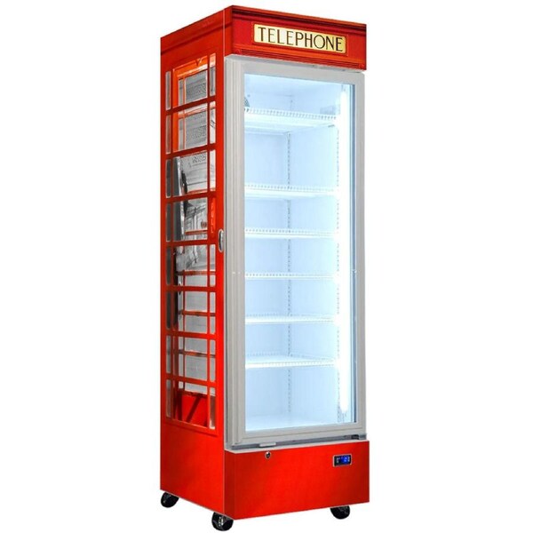 Telephone Box Upright Triple Glazed Glass Bar Fridge