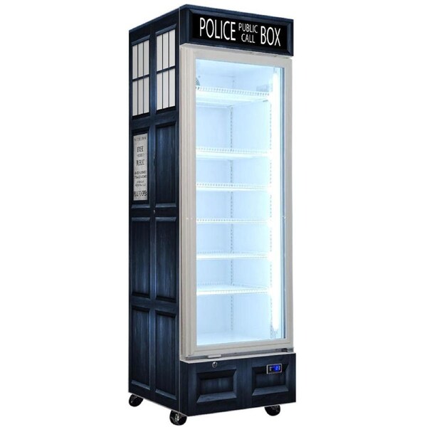 Police Box Upright Triple Glazed Glass Door Bar Fridge
