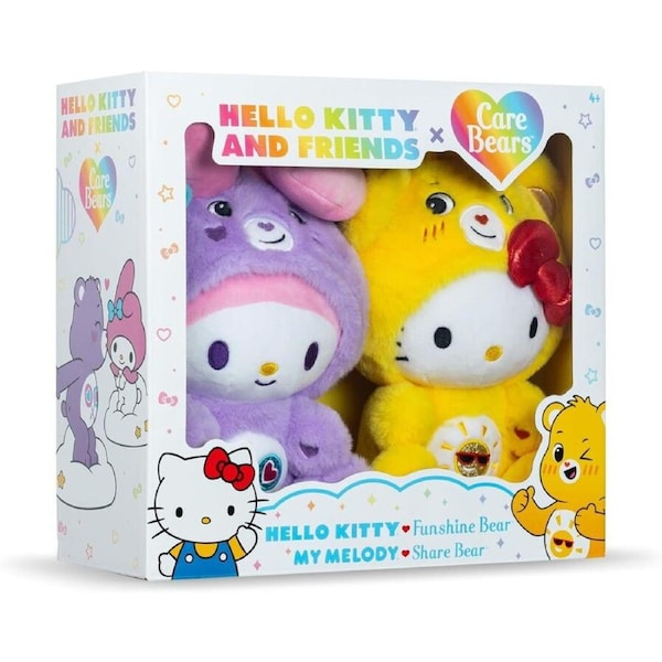 Care Bears Hello Kitty as Funshine Bear & My Melody as Share Bear 10" Plush 2-Pack