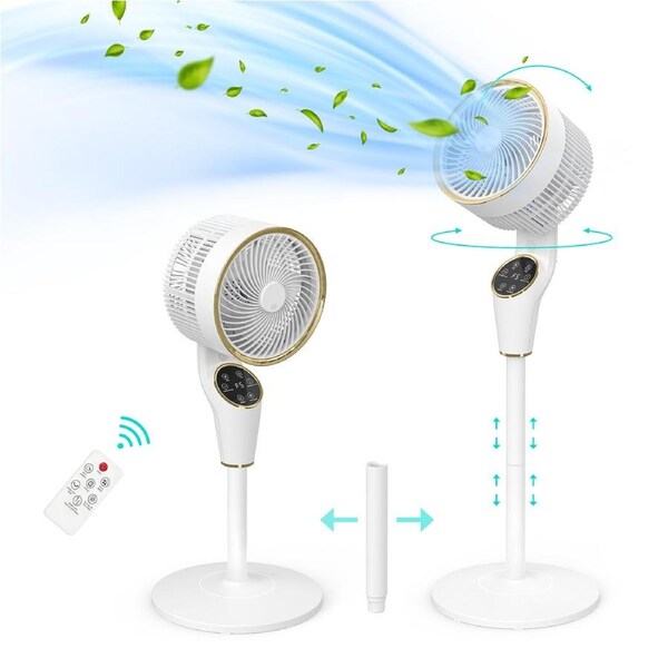 ADVWIN 97cm Pedestal Fan, Air Circulator Fan for Whole Room, 8 Speeds, 3 modes, 90 Degree Vertical Tilt, Adjustable Height