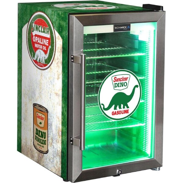 Dino Vintage Fuel Pump Branded Bar Fridge LED Lighting