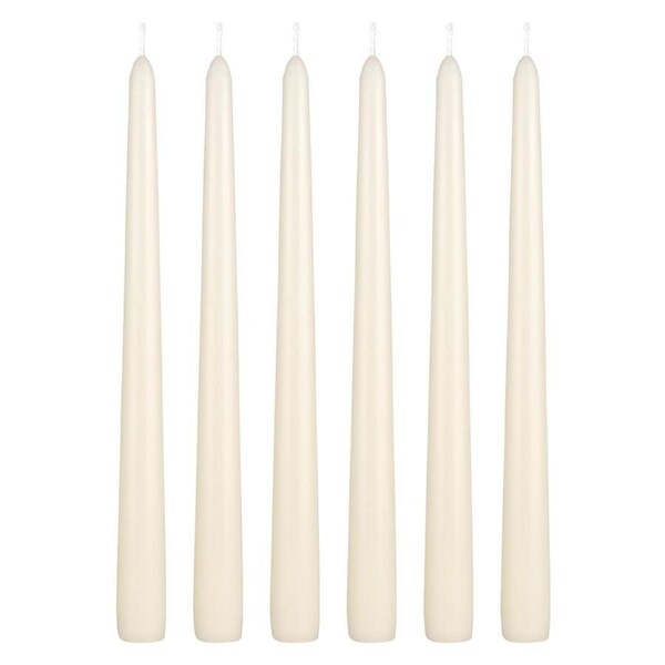 4x Tapered Dinner Candles Unscented Taper Wedding Candle 25cm in Ivory