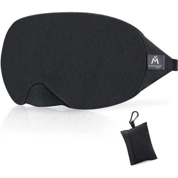 Mavogel Cotton Sleep Mask - Light Blocking Sleep Eye Mask, Includes Travel Pouch, Soft, Comfortable, Blindfold, 100% Handmade, Sleep Mask for Travel/Sleeping/Shift Work/Meditation Black