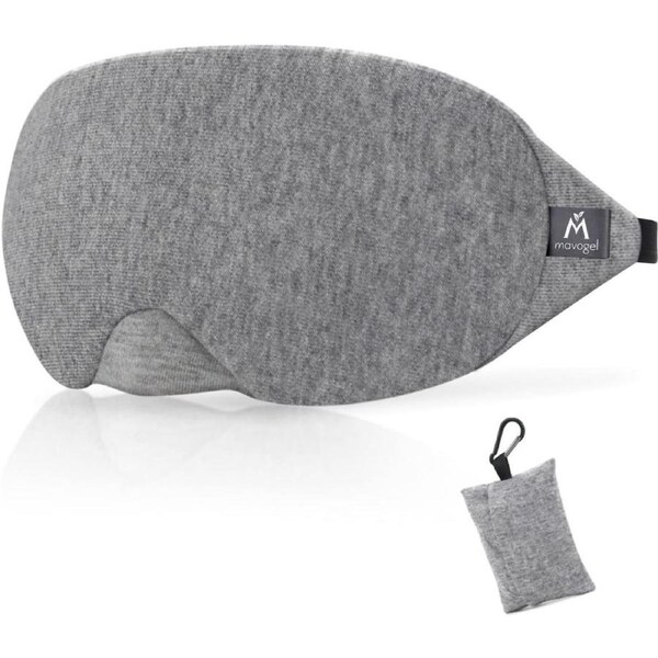 Mavogel Cotton Sleep Mask - Light Blocking Sleep Eye Mask, Includes Travel Pouch, Soft, Comfortable, Blindfold, 100% Handmade, Sleep Mask for Travel/Sleeping/Shift Work/Meditation Grey