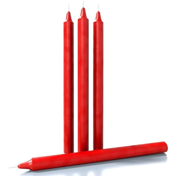 4x Tapered Dinner Candles Unscented Taper Wedding Candle 25cm in Red