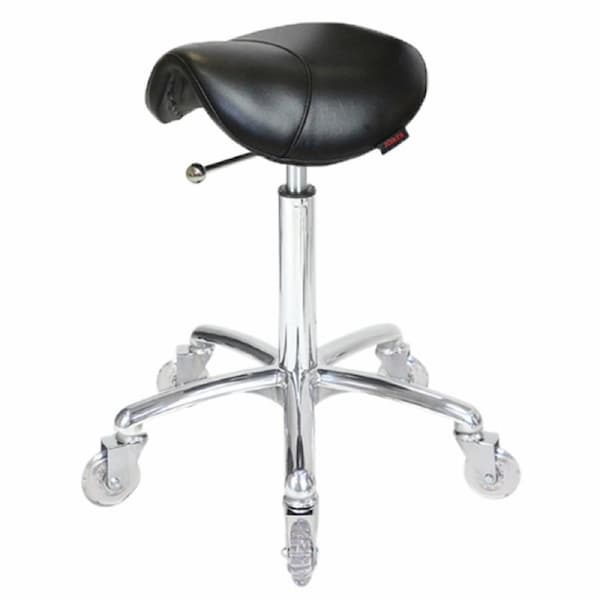 Saddle Black Salon Stool - Chrome Base