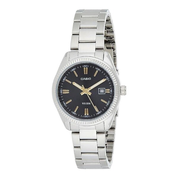 Casio LTP-1302D-1A2V Gold Dial Silver Stainless Steel Mens Analog Watch