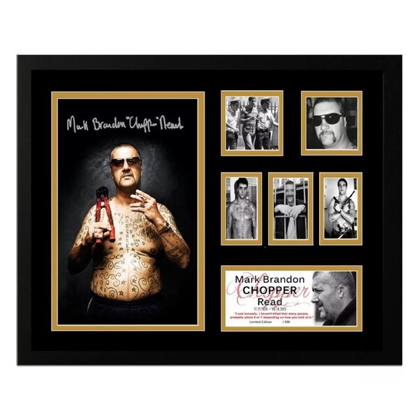 MARK BRANDON CHOPPER READ Signed Limited Edition Photo Memorabilia Wooden Frame
