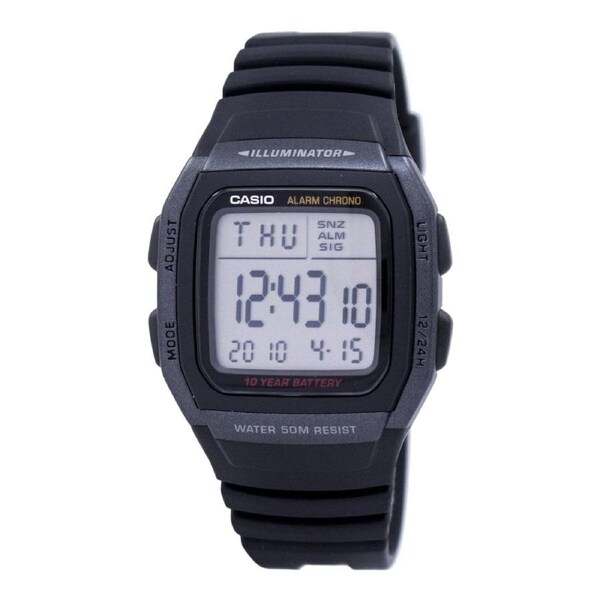 Casio W-96H-1BVDF Youth Digital Watch Black Resin Band LED 10YR Battery Unisex