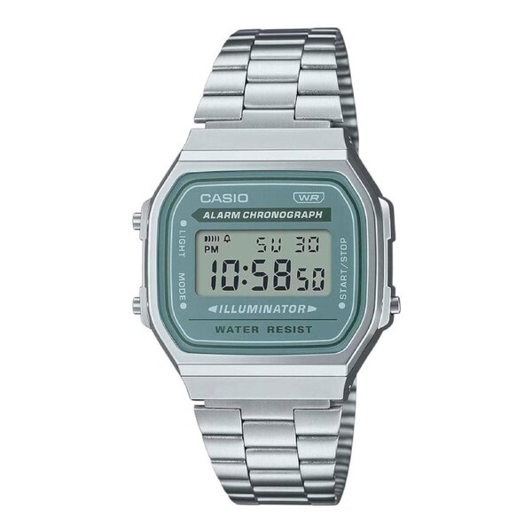 Casio A168WA-3AYDF Silver Digital Watch EL Light Alarm Stopwatch Unisex Retro