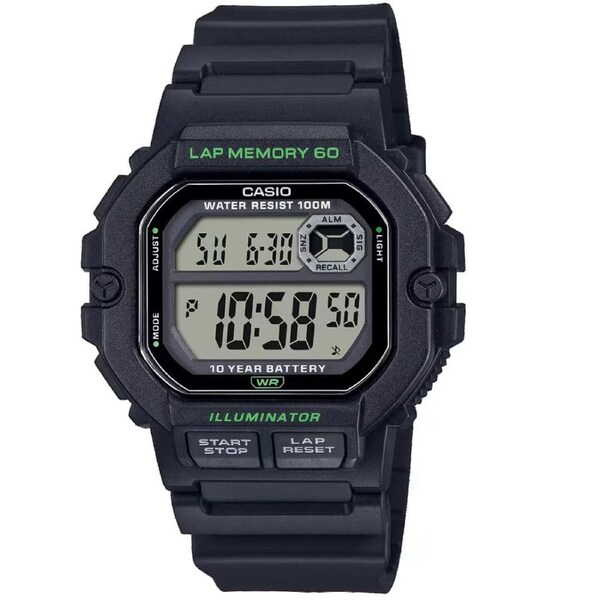 Casio Black Dial/Black Resin Men's 100m Digital Sports Watch WS-1400H-1AV