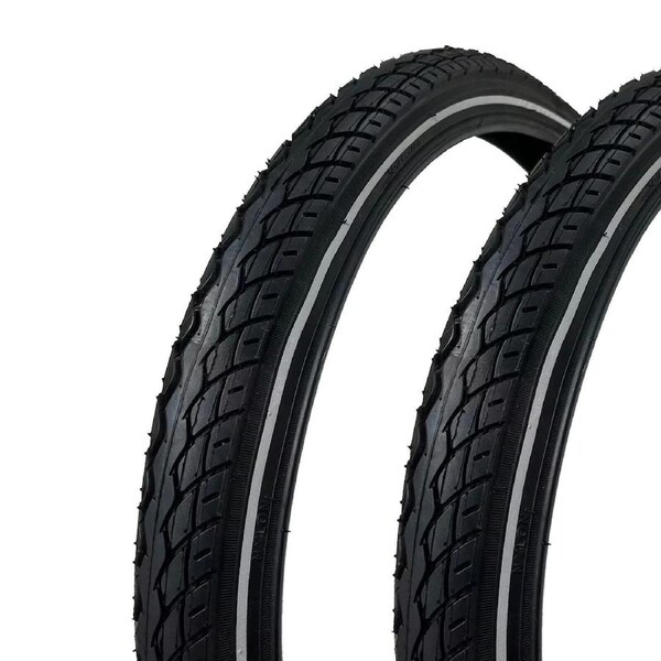 TDR Kenda 20 Inch Bicycle Tyres Pair 20 x 1.75 47-406 Folding Bike Electric Bicycle BMX Black Rubber White Reflector Line Outer Tyre Set Urban Commuter Cycling Replacement