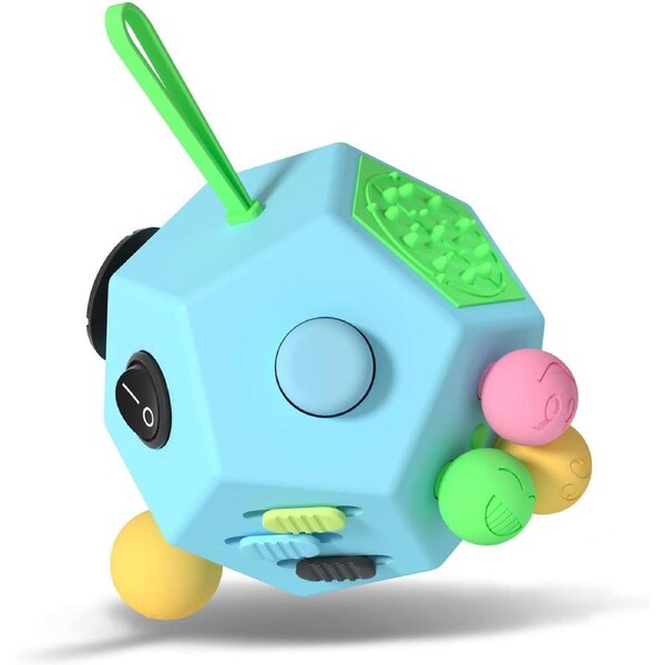 12-Side Fidget Dodecagon Cube for Stress ADHD Autism B3 Blue Sky