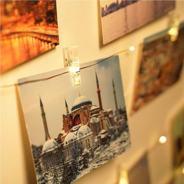 100 LED Photo Clip Fairy Lights USB for Room Decor Warm White