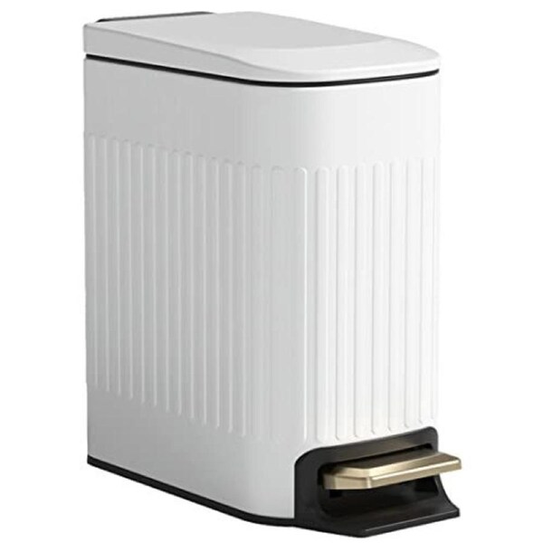 Small Bathroom Trash Can with Soft Close Lid 6L Pedal Bin White