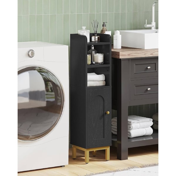 Black Bathroom Storage Cabinet with Adjustable Shelf