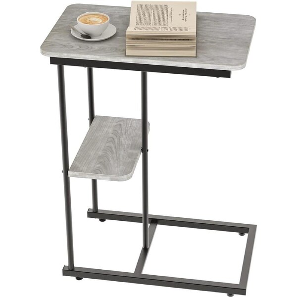 Slim End Table with Storage Shelf for Living Room, Bedroom
