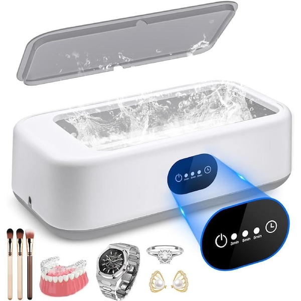 360° Deep Ultrasonic Jewelry Cleaner 3 Timer Modes Stainless Steel