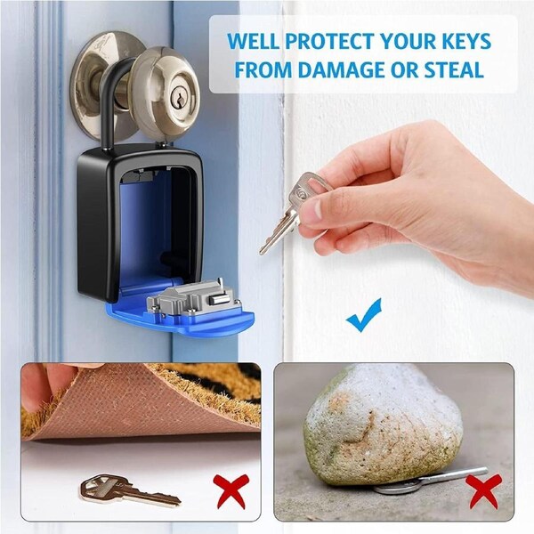 Wall Mounted Key Lock Box 4-Digit Weatherproof Storage