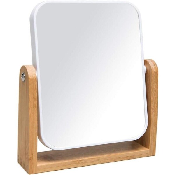 Bamboo Vanity Makeup Mirror 8in 1x/3x Magnification Double Sided