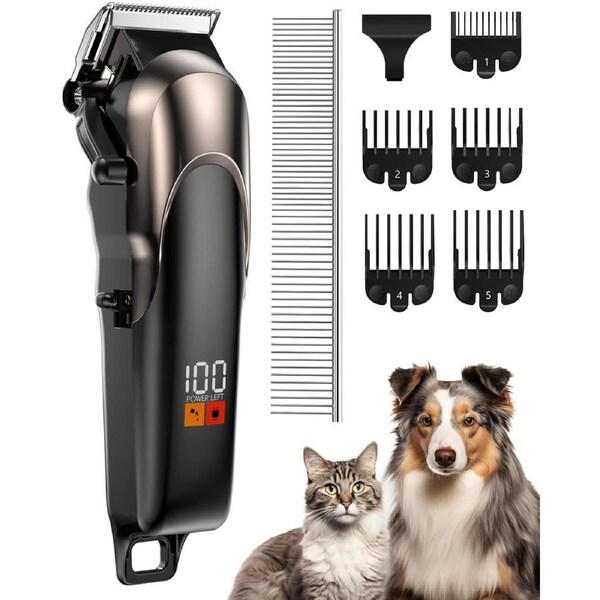 Professional Low Noise Dog Clippers for Thick Coats, Cordless