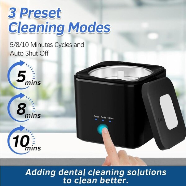Ultrasonic Jewelry Cleaner 45kHz Portable Machine 190ML White