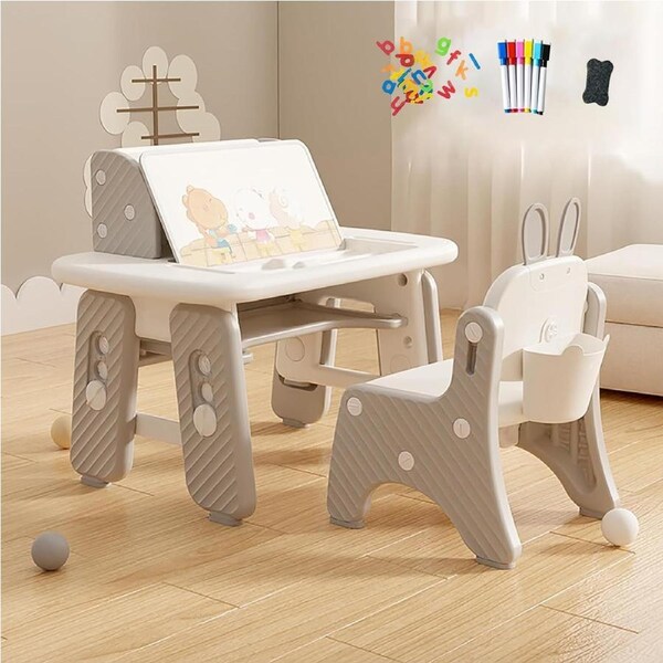 Kids Table & Chair Set: Adjustable, Easy-Clean Art Table for Toddlers