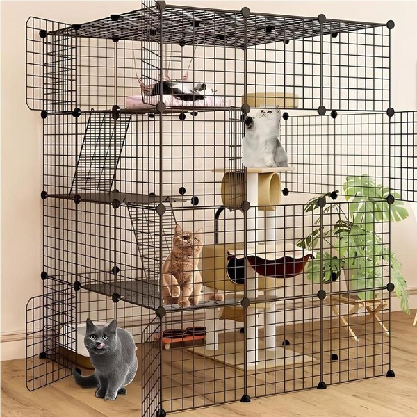 4 Tier Large Cat Cage 111x111x146 CM with Hammock for 1-4 Cats
