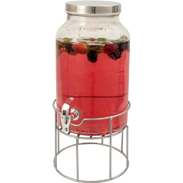 Soda Glass Beverage Dispenser 5.6L with Stainless Steel Stand