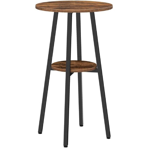 Round 2-Tier Bar Table with Storage 95cm High Rustic Brown
