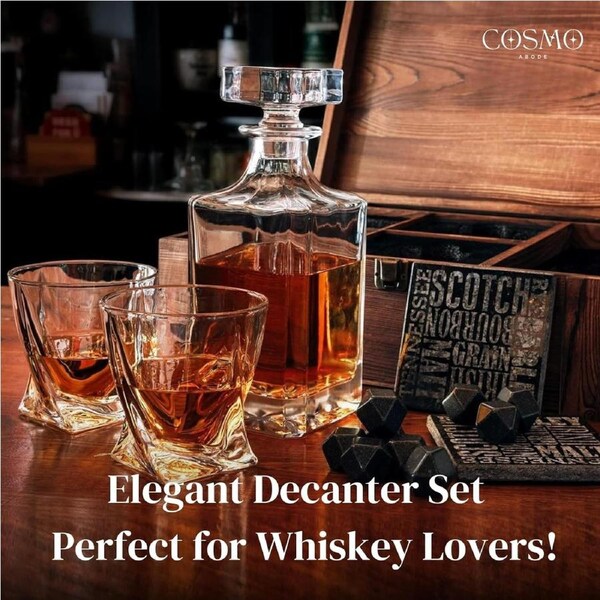 Premium Whiskey Decanter Set with Glasses for Gifts Under 60 Characters