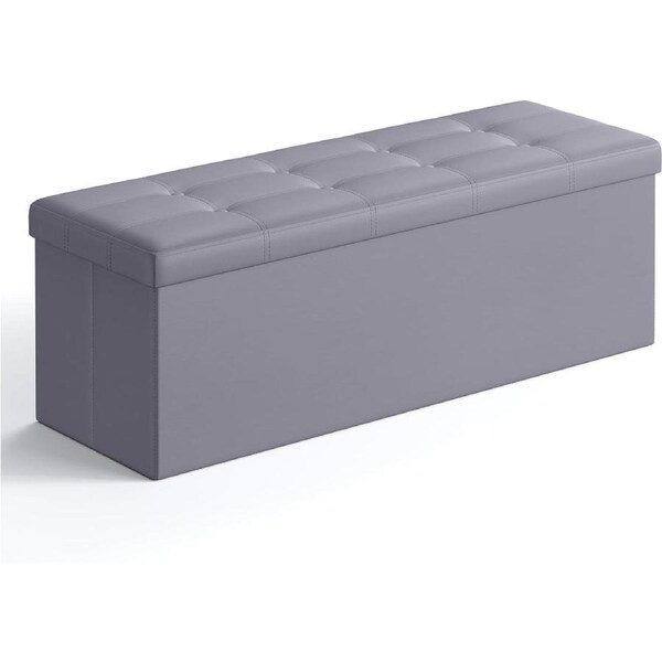 43" Folding Storage Ottoman Bench Footrest up to 660 lb Light Gray