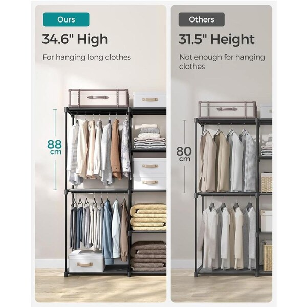 Black Portable Closet Organizer Freestanding Clothes Rack
