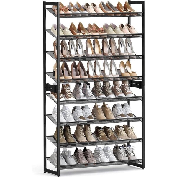 8-Tier Metal Shoe Rack Organizer for 32-40 Pairs - Black