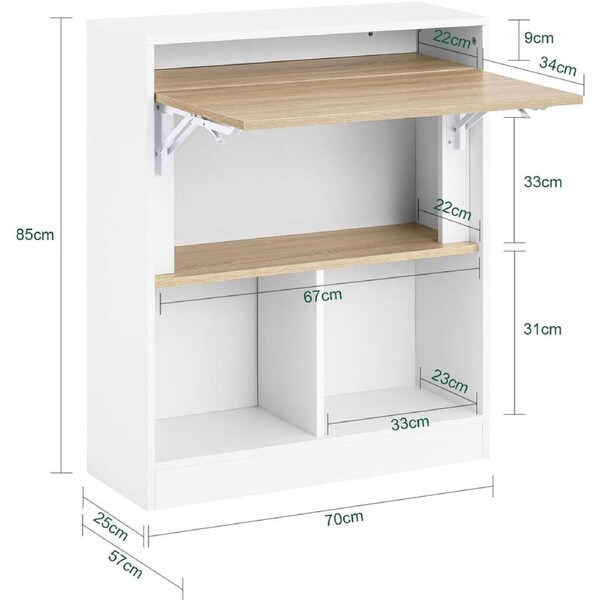 Foldable Home Office Wall Desk with 5 Storage Shelves