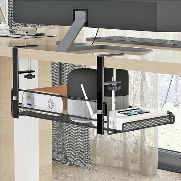 Under Desk Cable Management Tray No Drill Cord Organizer Black
