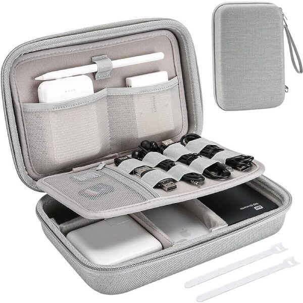 Compact Travel Organizer for MacBook Accessories - Grey