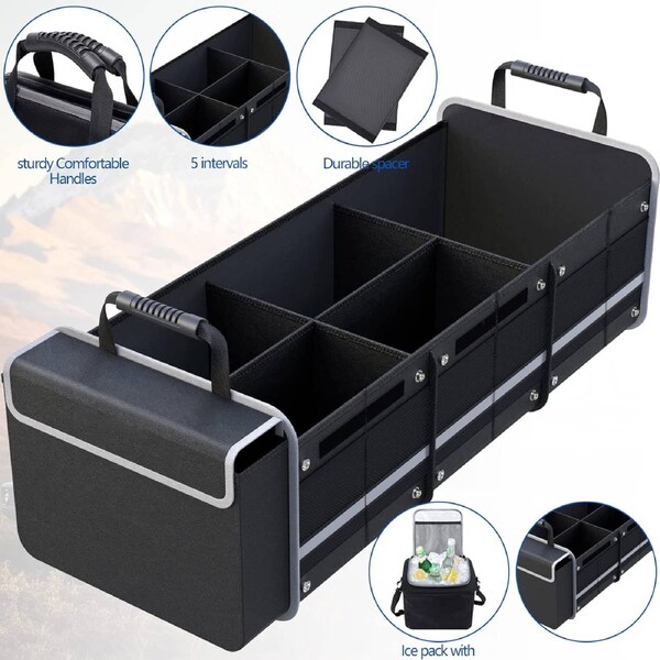 Foldable Trunk Organizer with Insulation Cooler for SUVs and Trucks